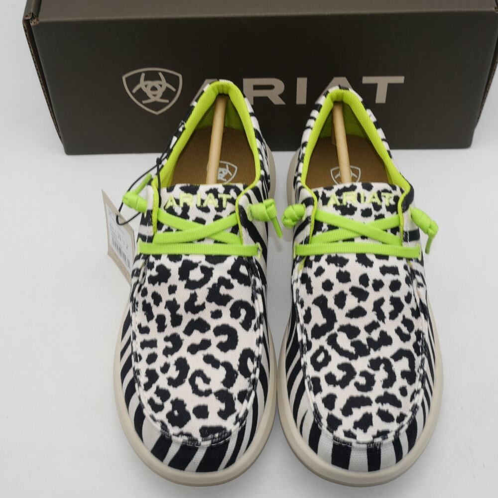 NEW Ariat Women's 6.5 Hilo Mocs Black White Animal Slip On Shoes - Picture 9 of 12